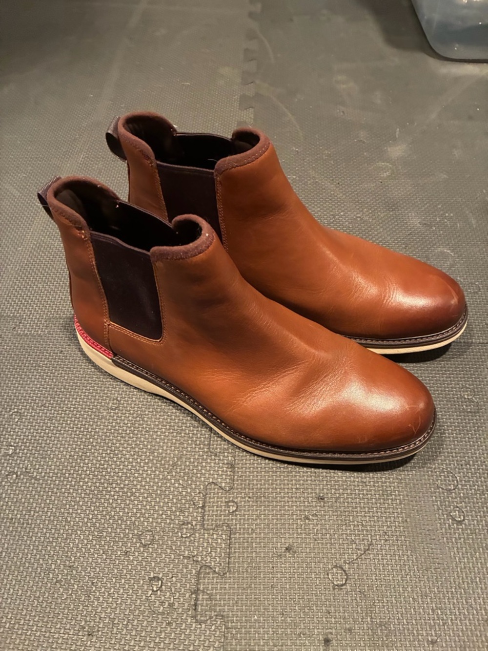Cole Haan Men's Brown Leather Chukka Boots with Dark Elastic Panels